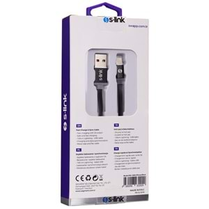 S-link Swapp SW-C603 1m 2A iPhone Lightning Siyah Şarj Kablosu