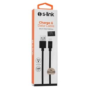 S-link AND-KC13S 1M Siyah 2A Micro USB Data + Sarj Kablosu