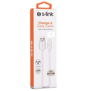 S-link AND-KC19B 1M Beyaz 2.4A Micro USB Data + Sarj Kablosu