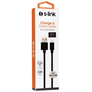 S-link AND-KC19S 1M Siyah 2.4A Micro USB Data + Sarj Kablosu