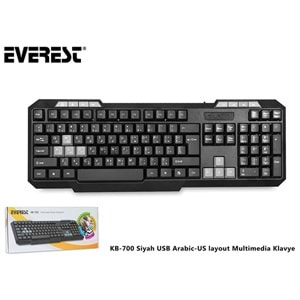 Everest KB-700 Siyah USB Arabic-US layout Multimedia Klavye