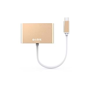 S-link SL-USB-C66 Type-C to VGA+usb3.0+pd Kablo