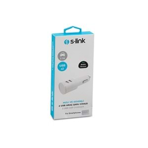 S-link IP-818 2.1A 2*Usb Beyaz Araç Şarjı