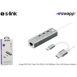 S-link SW-U222 10/100Mbps Type-C USB 2.0 Usb Ethernet Adaptör