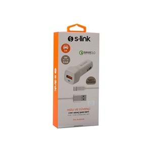 S-link TPC-ACQC30B Qualcomm 3.0 2.4A Type-C Araç Şarj Cihazı Data + Sarj Kablosu