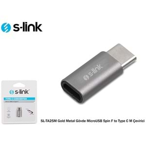 S-link SL-TA25M Gümüş Metal Gövde MicroUSB 5pin F to Type C M Çevirici