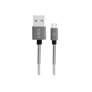 S-link Swapp SW-KC71MG 1m 2.4A Micro Usb Kılıflı Gri Data + Şarj Kablosu