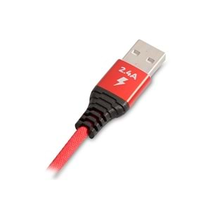 S-link Swapp SW-KC61MR 1m 2.4A Micro Usb Kılıflı Kırmızı Data + Şarj Kablosu