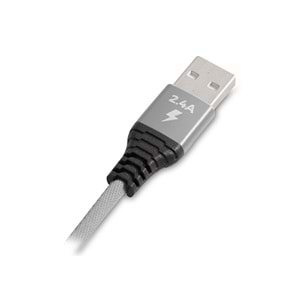 S-link Swapp SW-KC63MG 1m 2.4A Type-C Kılıflı Gri Data + Şarj Kablosu