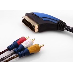 S-link SLX-931 SCART TO 3RCA 5m Gold+Kılıflı Kablo