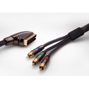 S-link SLX-M997 SCART TO 3RCA 2m Gold+Metal Kablo