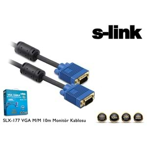 S-link SLX-177 VGA M/M 10m Monitör Kablosu