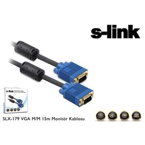 S-link SLX-179 VGA M/M 15m Monitör Kablosu