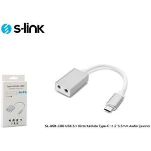 S-link SL-USB-C80 USB 3.1 10cm kablolu Type-C to 2*3.5mm Audio Çevirici