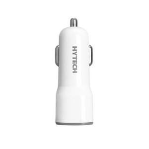 Hytech HY-X46 Type-C Kablolu 3.1A Hızlı Şarj 2 USB Beyaz Araç Şarj Cihazı