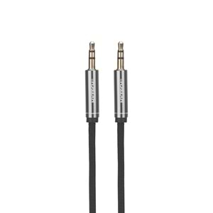 Hytech HY-X72 1m Gri Metal konektörlü 3.5mm Stereo Siyah Ses Kablosu