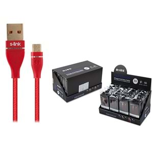 S-link Swapp SW-C540 1M 3A Micro Usb Kırmızı Şarj Kablosu