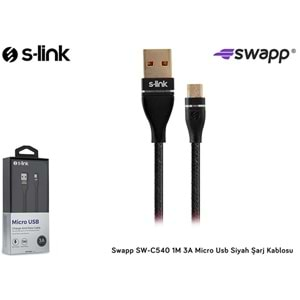 S-link Swapp SW-C540 1M 3A Micro Usb Siyah Şarj Kablosu