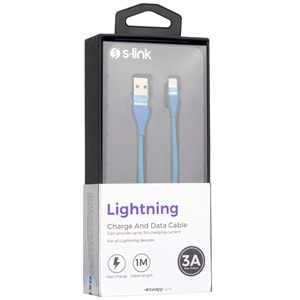 S-link Swapp SW-C640 1M 3A iPhone Lightning Lacivert Şarj Kablosu