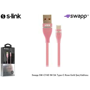 S-link Swapp SW-C740 1M 3A Type-C Rose Gold Şarj Kablosu