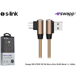 S-link Swapp SW-C555 1M 3A Micro Altın Kılıflı Metal -L- Kablo