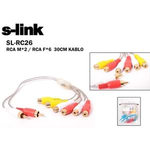 S-link SL-RC26 60cm RCA/Mx2 TO RCA/Fx6 Kablo