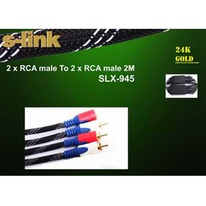 S-link SLX-945 2m Gold Kılıflı 2Li RCA Ses Kablo