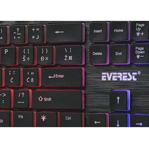 Everest KB-840 Siyah Renk Aydınlatmalı USB LC Layout Slim Klavye