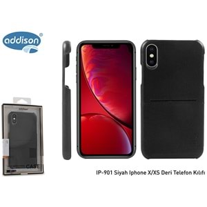 Addison IP-901 Siyah Iphone X/XS Deri Telefon Kılıfı