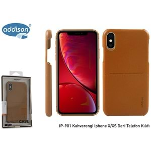 Addison IP-901 Kahverengi Iphone X/XS Deri Telefon Kılıfı