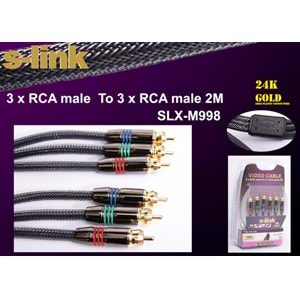 S-link SLX-M998 2m Gold Kılıflı 3lü RCA Video Kablo