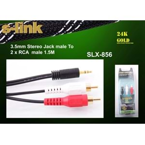 S-link SLX-856 3m 3.5mm/M To 2*RCA/M Ses Kablosu