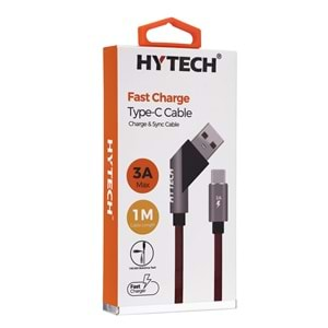 Hytech HY-X415 3A Type-C 1m Kırmızı Data + Şarj Kablosu