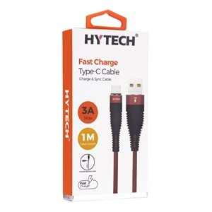 Hytech HY-X425 3A Type-C 1m Kırmızı Data + Şarj Kablosu