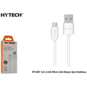 Hytech HY-X87 1m 2.4A Micro Usb Beyaz Şarj Kablosu