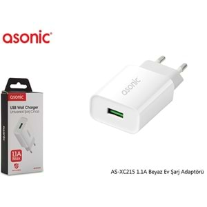 Asonic AS-XC215 1.1A Beyaz Ev Şarj Adaptörü