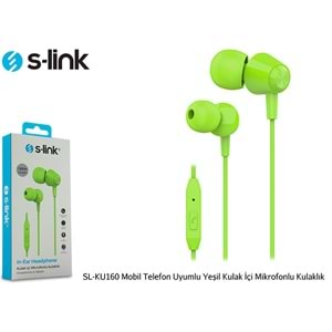 S-link SL-KU160 Mobil Telefon Uyumlu Yeşil Kulak İçi Mikrofonlu Kulaklık