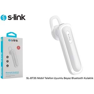 S-link SL-BT35 Mobil Telefon Uyumlu Beyaz Bluetooth Kulaklık