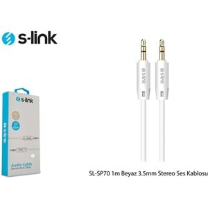 S-link SL-SP70 1m Beyaz 3.5mm Stereo Ses Kablosu