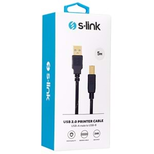 S-link SLX-972 Usb2.0 5m Gold Kılıflı Yazıcı Kablosu