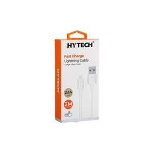 Hytech HY-X99 3m 2.4A Usb to Lightning Beyaz Data + Sarj Kablosu