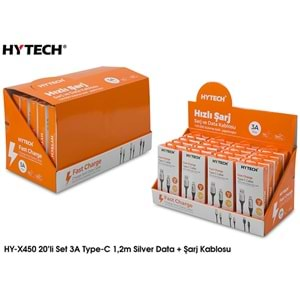 Hytech HY-X450 3A Type-C 1,2m Silver Data + Şarj Kablosu