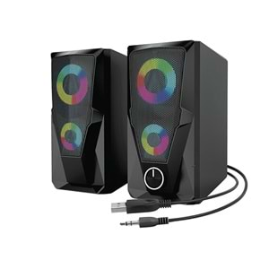 Mikado MD-336 2.0 6 Watt RGB Ledli Siyah Multimedia USB Speaker Hoparlör