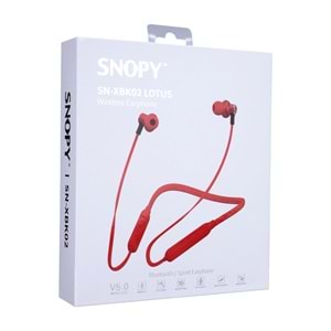 Snopy SN-XBK02 LOTUS Kırmızı Boyun Askılı Mıknatıslı Bluetooth Spor Kulak içi Kulaklık Mikrofon