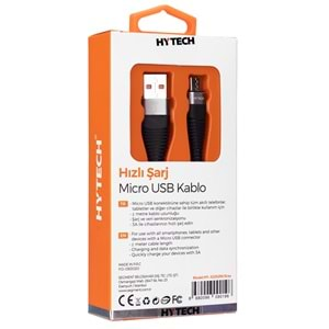 Hytech HY-X2252M 3A Micro Usb 2m Gri Data + Sarj Kablosu