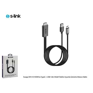 S-link SW-513 HDMI to TypeC + USB 1.8m Mobil Telefon Uyumlu Görüntü Aktarıcı Kablo