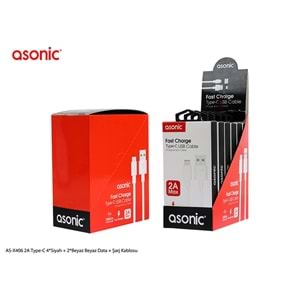Asonic AS-X406 2A Type-C 4*Siyah + 2*Beyaz Beyaz Data + Şarj Kablosu