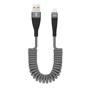 Hytech HY-X270 1.8m 3A Micro Usb Spiral Kılıflı Gri Data + Sarj Kablosu