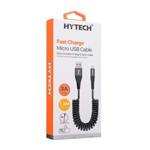 Hytech HY-X270 1.8m 3A Micro Usb Spiral Kılıflı Gri Data + Sarj Kablosu