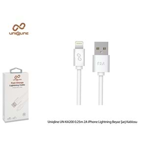 Uniqline UN-KA200 0.25m 2A iPhone Lightning Beyaz Şarj Kablosu